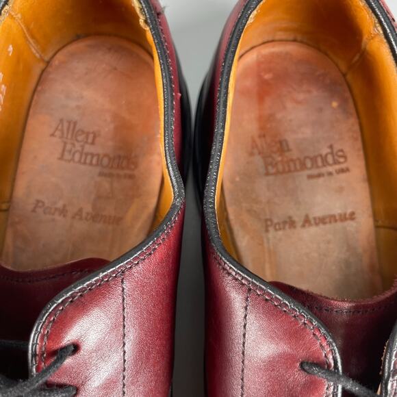 Allen Edmonds Park Avenue Men\'s 9 A Burgundy Leather Cap Toe Oxford Dress Shoes
